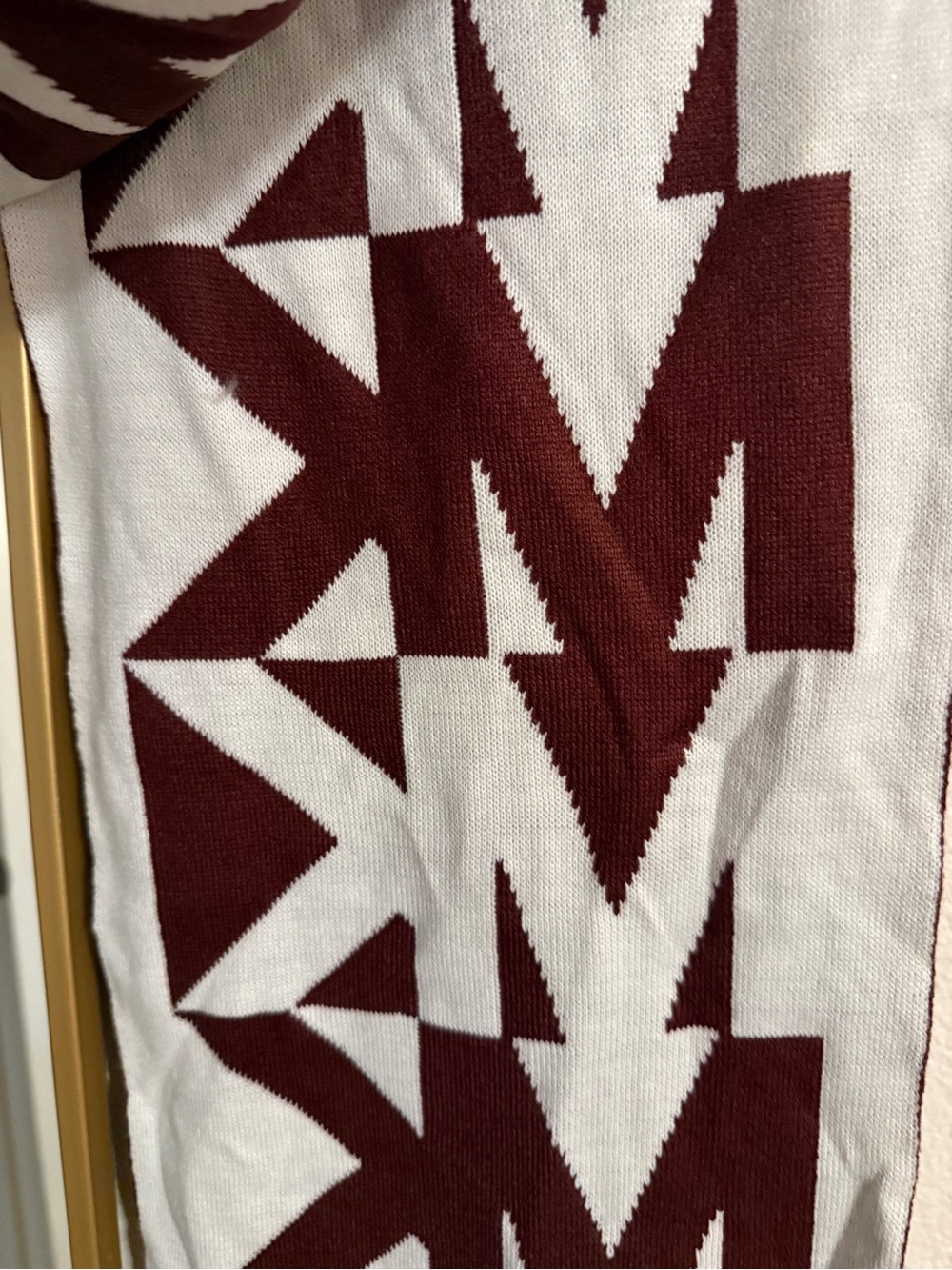 Michael Kors Burgundy and White MK Logo Scarf with Pom Beanie - Picture 2 of 4
